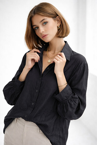 ribana Γυναικείο πουκάμισο με μανίκια μέχρι τον αστράγαλο και τελειώνει με κο...