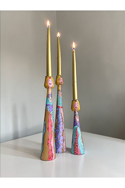 ECLE.CO Üç Kız Kardeş Şamdan Seti