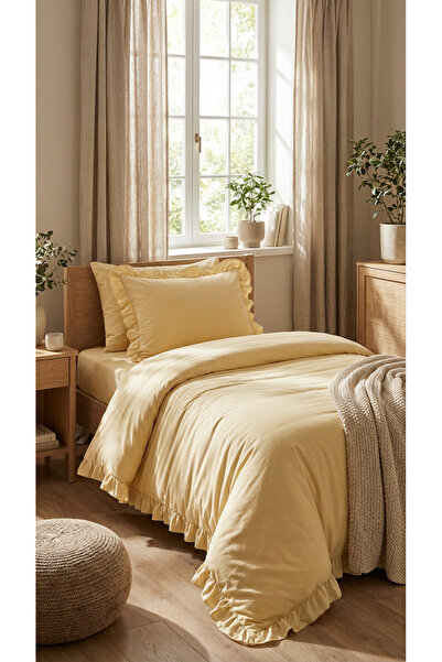 kesenegore Σετ 3 τεμαχίων από βαμβακερό ύφασμα με ελαστικά σεντόνια και βολάν...