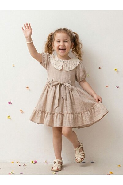 Cherrys Bebek Pari.S Linen Girl's Dress