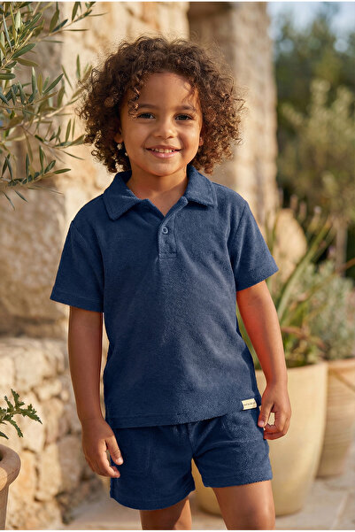 Katia&Bony Παιδικό μπλουζάκι με λαιμόκοψη πόλο και πετσέτα, σε μπλε ναυτικό χ...