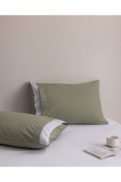 Madame Coco Ancien Kopanakili 100% Cotton 2-Piece Pillowcase - Khaki
