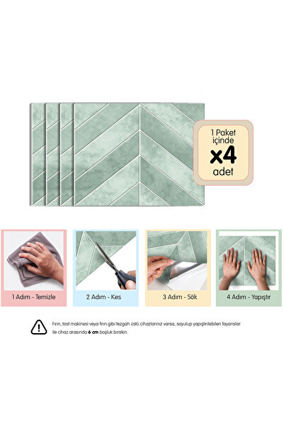 Stickez Tiles 3D Kendinden Yapışkanlı Duvar Karosu 29 cm x 22,86 cm (4 Adet) ...