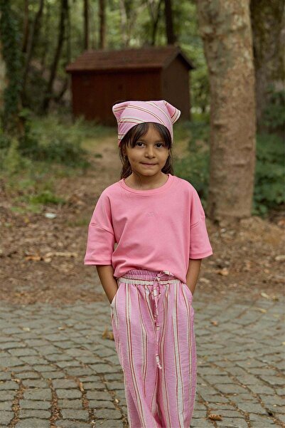 Tics Tricou Podo Oversize cu broderie - roz caramel