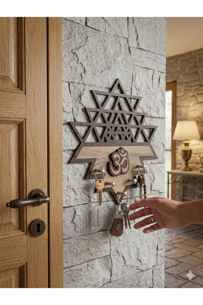 SRİ YANTRA SPİRÜTÜEL AHŞAP ANAHTAR ASKILIĞI