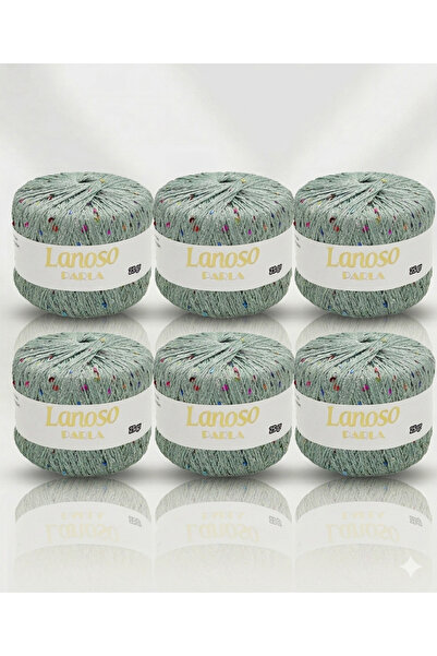 Lanoso Parla 6 τεμάχια (1900) 25 γρ 217 Mt Νήμα Πλεξίματος με Γκλίτερ – 75% Ν...