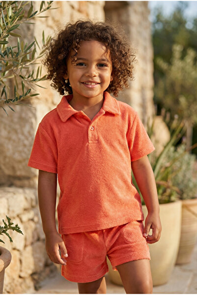 Katia&Bony Παιδικό μπλουζάκι με λαιμόκοψη πόλο και πετσέτα Mercan