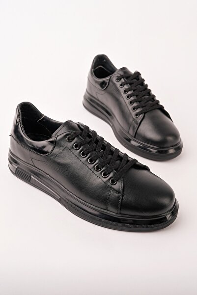 MUGGO حذاء رياضي كاجوال للرجال من الجلد الطبيعي من HUDSON بنعل سميك وأربطة