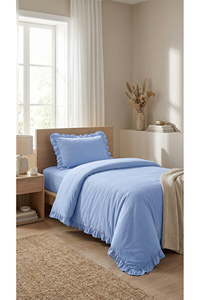 kesenegore Σετ 3 τεμαχίων από βαμβακερό ύφασμα με ελαστικά σεντόνια και βολάν...