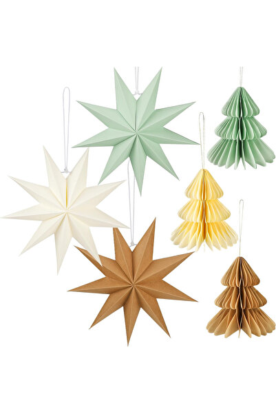 Dpkow Set de 6 ornamente pentru decorațiuni de sărbători, Roșu Verde Alb