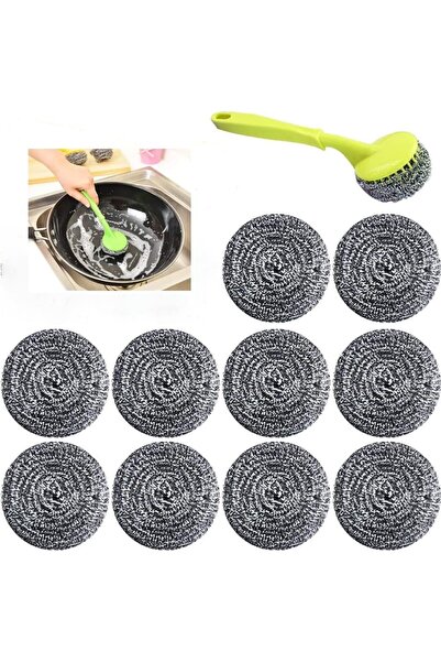 Marrkhor Stainless Steel Scrubber Set, 6-Steel Wool Balls with Long Plastic H...