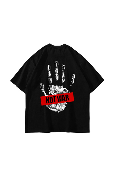 Bak Moda Not War Printed Oversized Unisex Black Tshirt