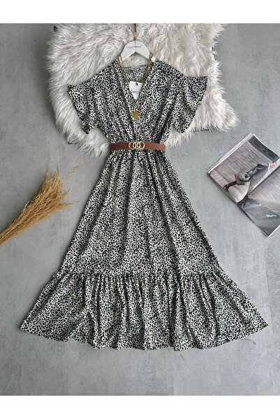 modabetce New Season Dry Collar Midi Length Women's Dress