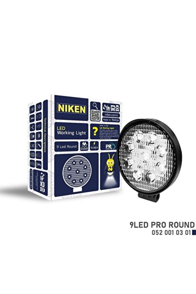 Niken Çalışma Lambası Kamyon İş Makinesi Atv Pro 9 Ledli Yuvarlak