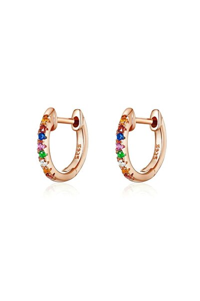 OEM Shining Pave Earrings in Rose Gold Plated Silver, Multicolored