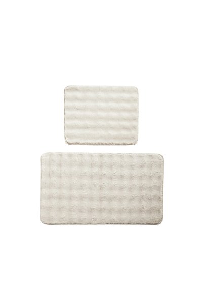 Halispecial Yuma 2-Piece Cream Plush Bubble Bath Mat Set 60X100+50X60 cm Non-Slip Base, Soft, Washable