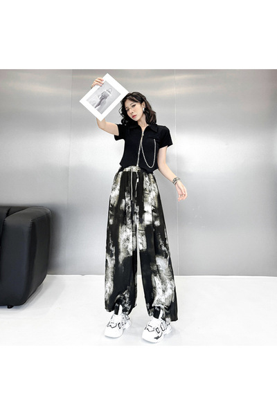 Zaghou بنطلون فانوس بتصميم تاي داي على طراز الشارع الراقي