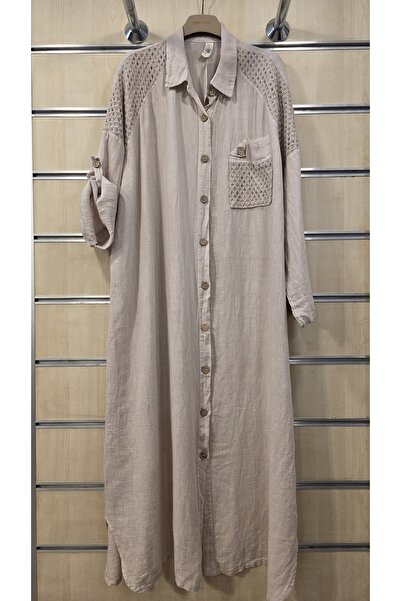 Park Moda Linen Dress with Knitted Detail