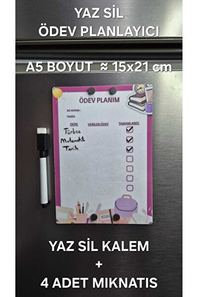 URDE Yaz Sil Ödev Planlayıcı Mıknatıslı Ödev Çizelgesi Metal Pano Ödev Planla...