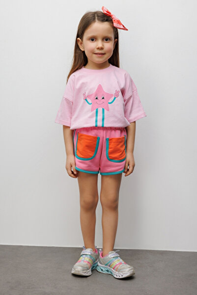 Le Mabelle Set de două piese pentru copii, tricou și pantaloni scurți, cu imp...