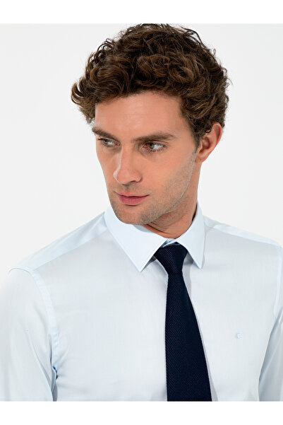 Cacharel Light Blue Slim Fit Long Sleeve Basic Shirt 50259813-Vr003