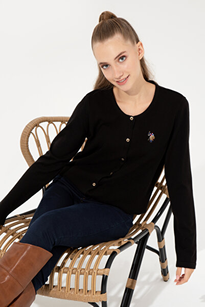 U.S. Polo Assn. Women's Black Basic Knitwear Cardigan 50253697-Vr046