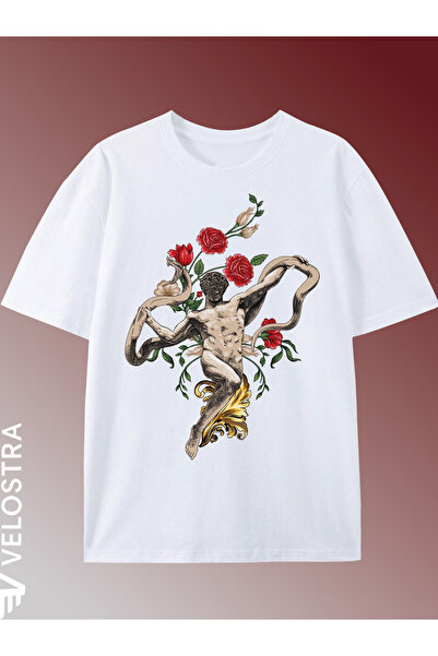 Velostra Tricou unisex pentru femei și bărbați, cu imprimeu cu sculptură arti...