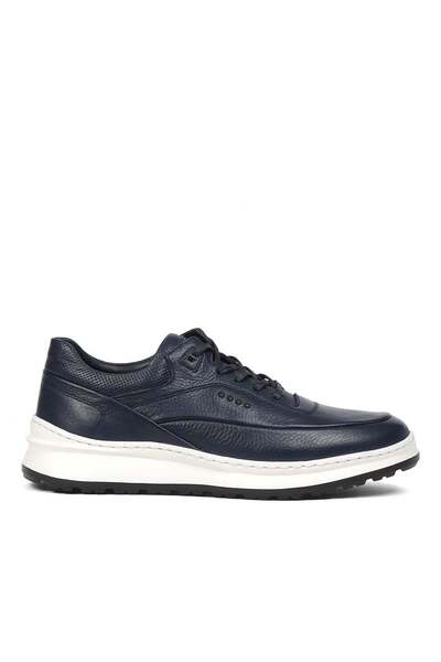 Celal Gültekin Erkek Lacivert Bağcıklı Kalın Tabanlı Deri Sneaker
