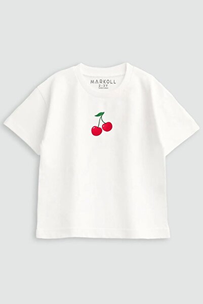MARKOLL Girl's Cherry Printed T-Shirt 100% Cotton Summer Cute Design (1-5 Years)