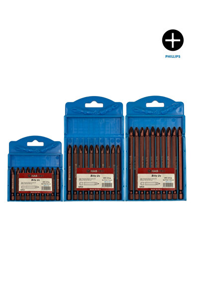 HAS-TEC S2 PH2 Manyetik Bits Vidalama Ucu Seti (50mm / 75mm / 100mm) Toplam 3...
