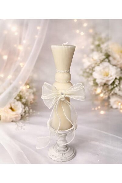 Botez cu Alina Lumanare botez clepsidra cu funda organza cu perlute – ivory
