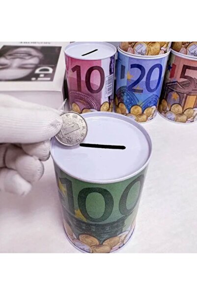 YDGR Euro dolar desenli metal kumbara silindir tasarruf para kutusu 1 adet