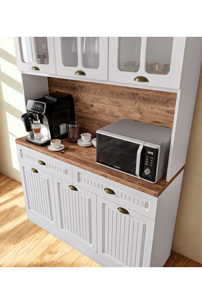 SARIOĞLU MOBİLYA RETRO 140 cm Kahve Köşesi Çok Amaçlı Mutfak Dolabı