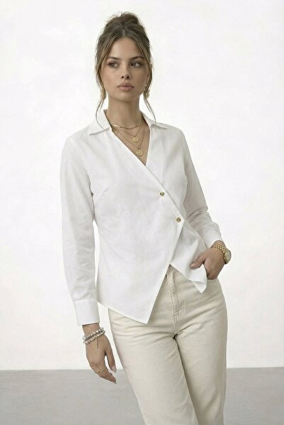 VAGGON Cross-Closure Detailed Long Sleeve Blouse