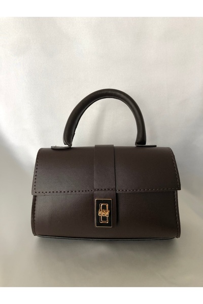 ELAYF Brown Women's Hand and Shoulder Bag – Stylish Mini Bag with Gold Lock D...