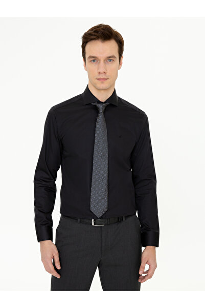 Cacharel قميص أساسي أسود بأكمام طويلة وقصة ضيقة 50255238-VR046