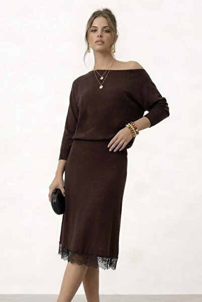 VAGGON Long Sleeve Lace Detailed Mini Dress