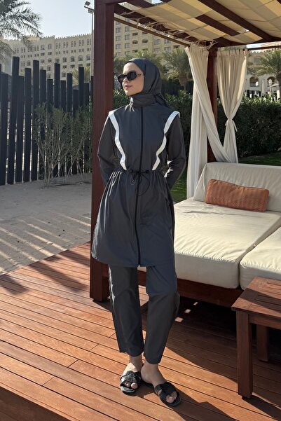 lurex moda Şerit Detaylı Tesettür Mayo