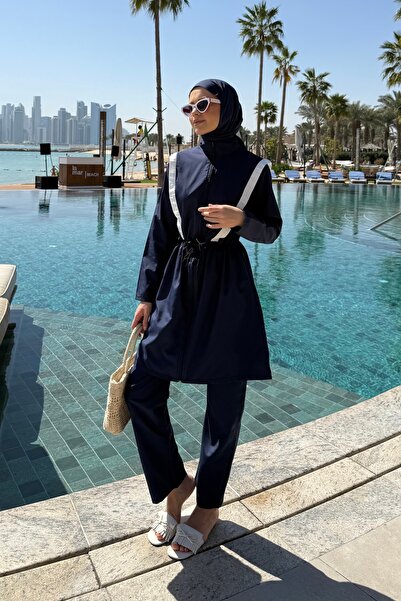 lurex moda Şerit Detaylı Tesettür Mayo