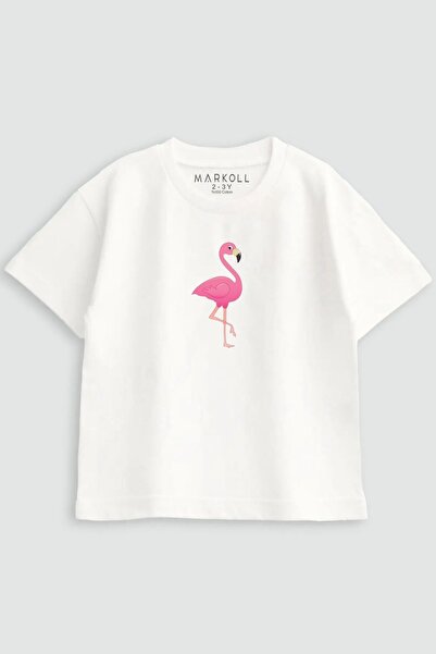 MARKOLL Girl's Flamingo Printed T-Shirt 100% Cotton Summer Short Sleeve (1-2 ...