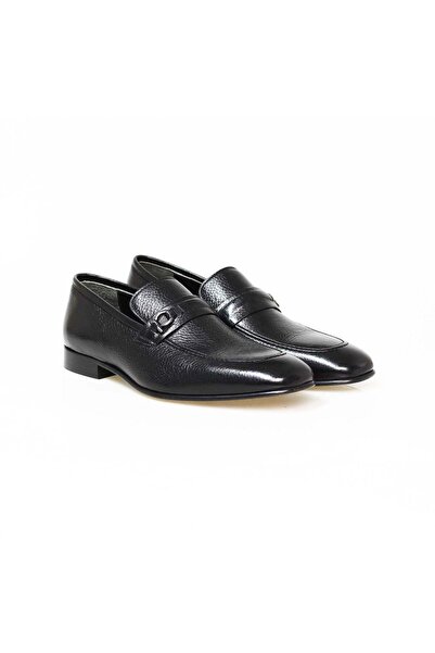 FRANCO CALVANI Black Color Laceless Genuine Leather Men's Shoes