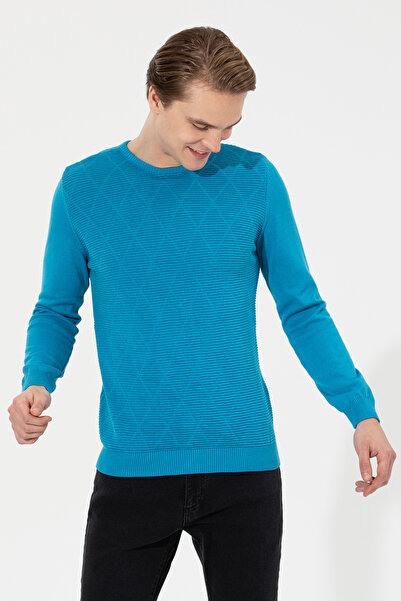 U.S. Polo Assn. Men's Cobalt Crew Neck Knitwear Sweater 50253694-Vr077