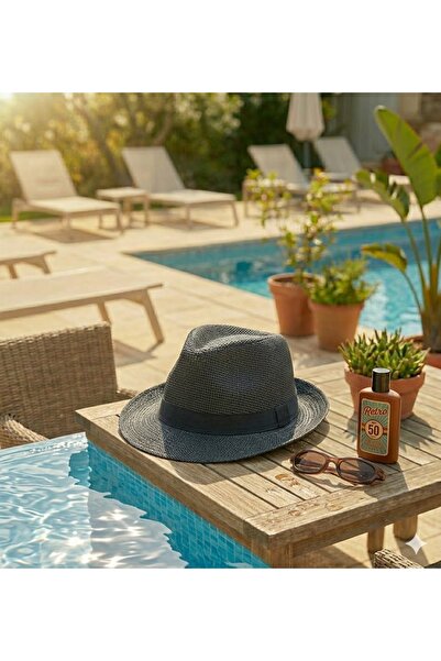 Belifanti Collection Κορυφαίας ποιότητας μαύρο ψάθινο καπέλο Fedora Unisex Μο...