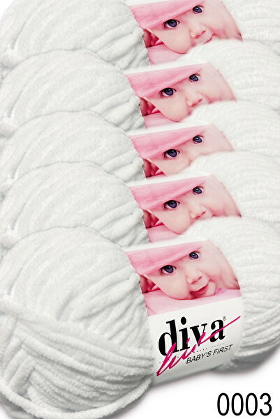Diva İplik Το πρώτο βελούδινο νήμα του μωρού (5x100γρ.) 0003 - Οπτικό Λευκό