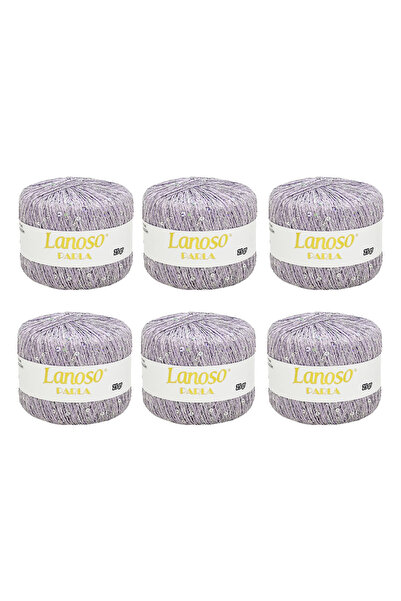 Lanoso Parla 6 Τεμάχια (4751) 25 γρ 217 Mt Νήμα Πλεξίματος με Γκλίτερ – 75% Ν...
