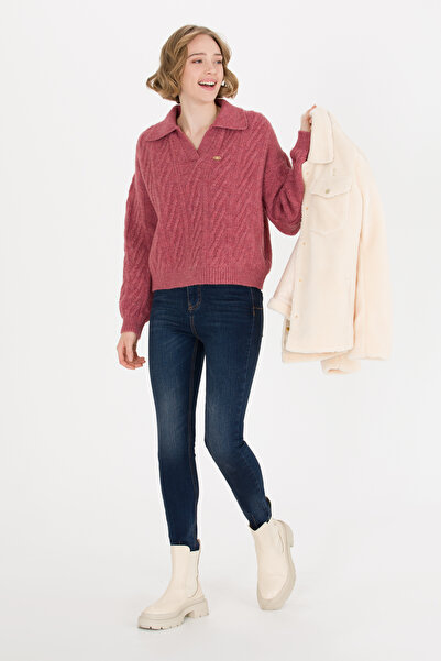 U.S. Polo Assn. سترة نسائية وردية اللون برقبة على شكل حرف V 50256636-VR167