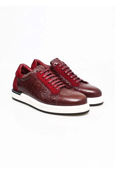 FRANCO CALVANI Burgundy Laced Genuine Leather Men's Shoes