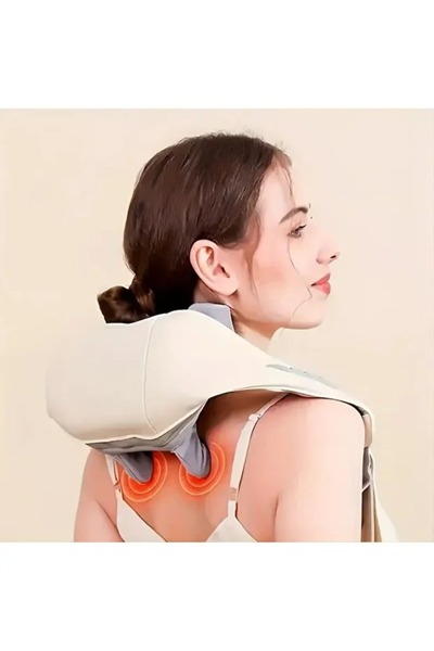 OEM Cervical massager with heated silicone rollers, 2000mAh, Beige
