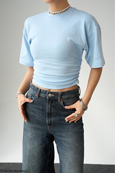 CADDELAMODA Drawstring Bat Sleeve T-Shirt