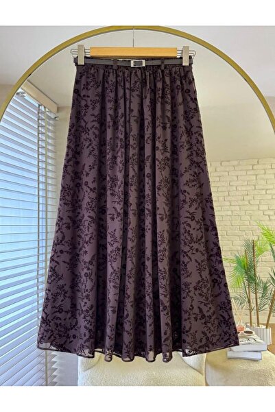 MİREL STORE Elite Women's Flocked Printed Tulle Skirt with Elastic Waistband ...